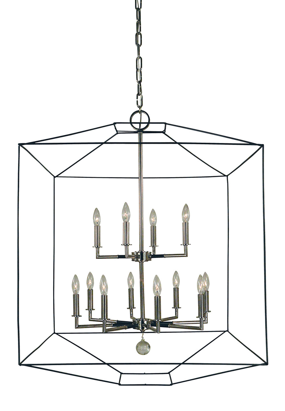 Framburg 12-Light Polished Nickel Matte Black Isabella Chandelier