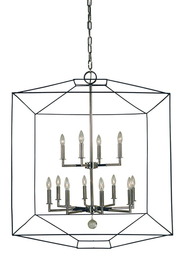 Framburg Isabella 12 - Light Polished Nickel with Matte Black Accents Foyer Chandelier 5308 PN/MBLACK