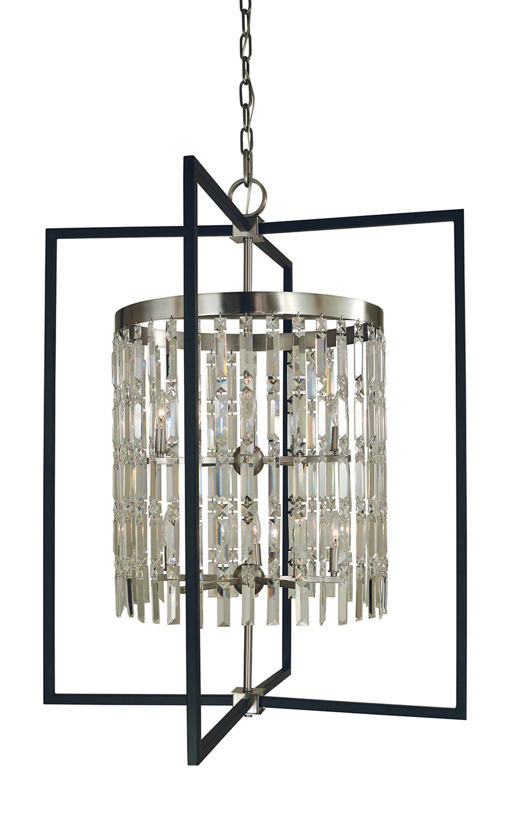 Framburg 10-Light Brushed Nickel Matte Black Hannah Foyer Chandelier