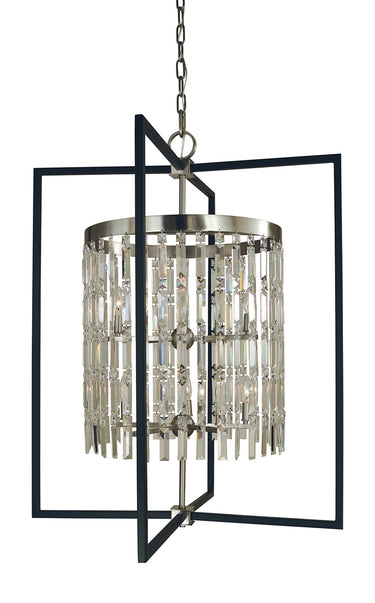 Framburg Hannah 10 - Light Brushed Nickel/Matte Black Foyer Chandelier 5338 BN/MBLACK