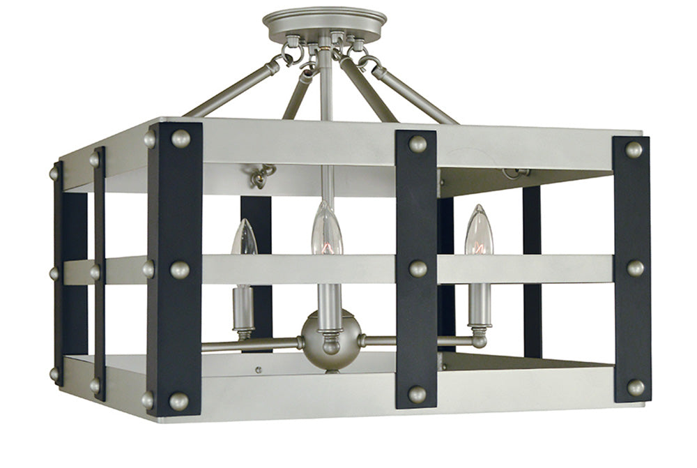Framburg 5-Light Satin Pewter Matte Black Metro Artisan Flush Semi-Flush Mount