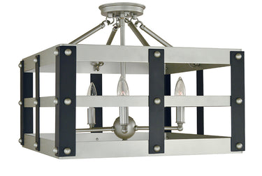 Framburg Metro Artisan 5 - Light Satin Pewter/Matte Black Flush Mount 5344 SP/MBLACK