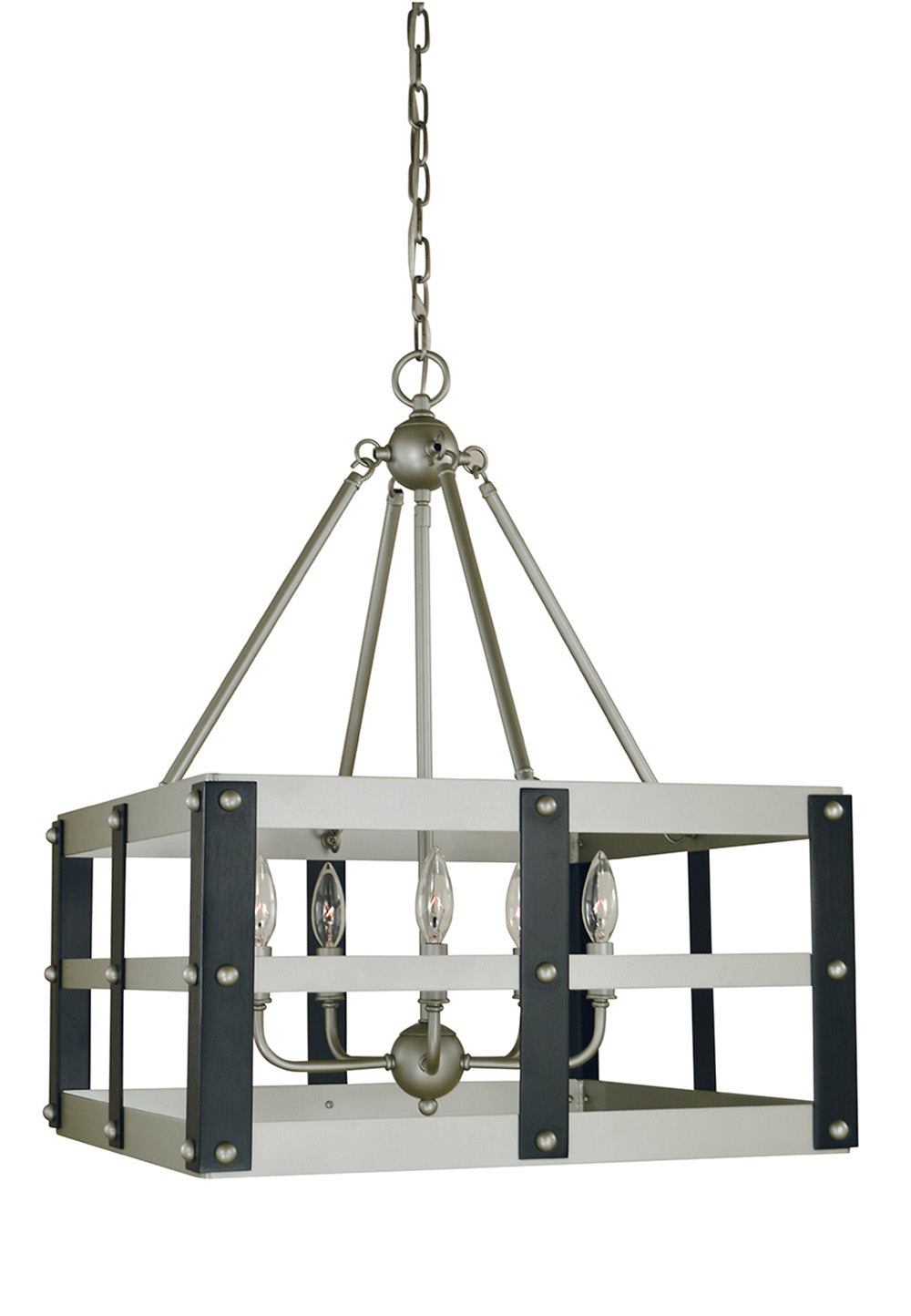 Framburg 5-Light Satin Pewter Matte Black Metro Artisan Dining Chandelier