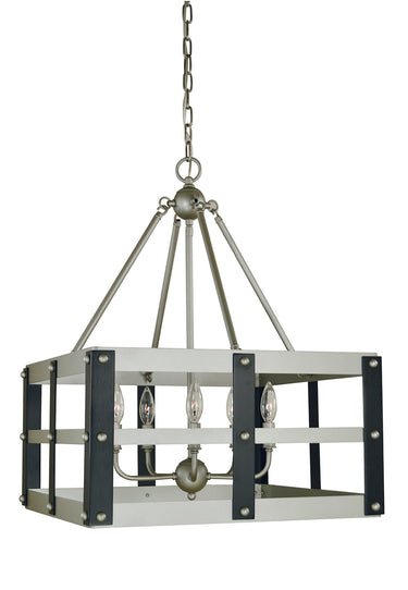 Framburg Metro Artisan 5 - Light Satin Pewter/Matte Black Dining Chandelier 5346 SP/MBLACK