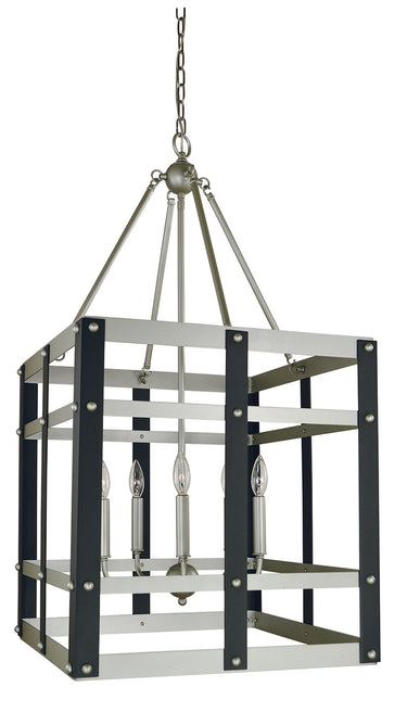 Framburg Metro Artisan 5 - Light Satin Pewter/Matte Black Dining Chandelier 5347 SP/MBLACK