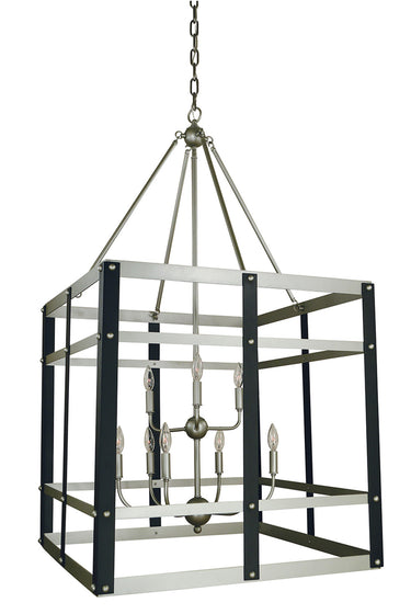 Framburg Metro Artisan 9 - Light Satin Pewter/Matte Black Foyer Chandelier 5349 SP/MBLACK