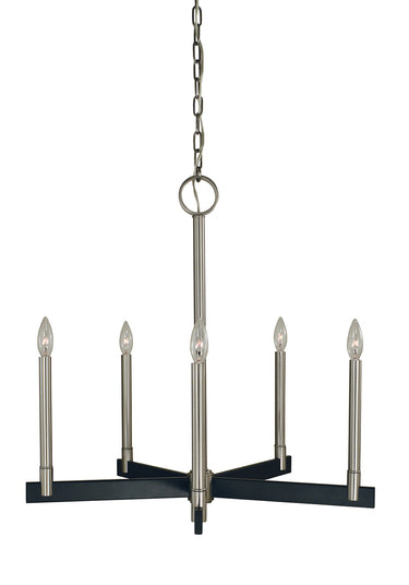 Framburg Jessica 5 - Light Brushed Nickel/Matte Black Dining Chandelier 5355 BN/MBLACK