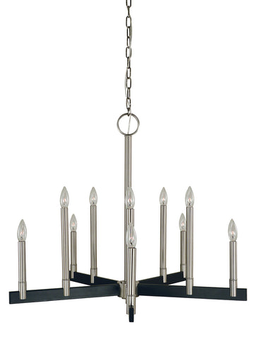 Framburg Jessica 10 - Light Brushed Nickel/Matte Black Dining Chandelier 5358 BN/MBLACK