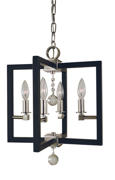 Framburg Minimalist Elegant 4 - Light Polished Nickel/Matte Black Dual Mount Chandelier 5362 PN/MBLACK