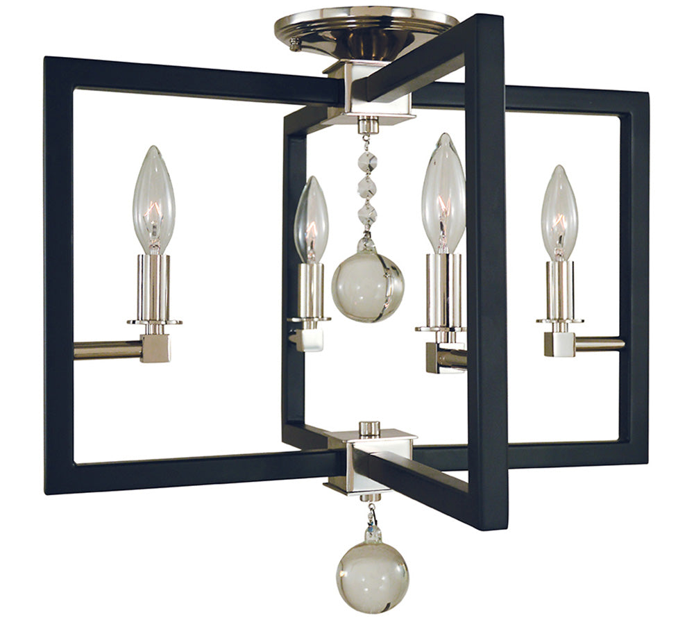 Framburg 4-Light Polished Nickel Matte Black Minimalist Elegant Flush Semi-Flush Mount