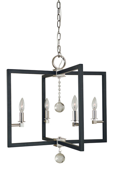 Framburg Minimalist Elegant 4 - Light Polished Nickel/Matte Black Dining Chandelier 5364 PN/MBLACK