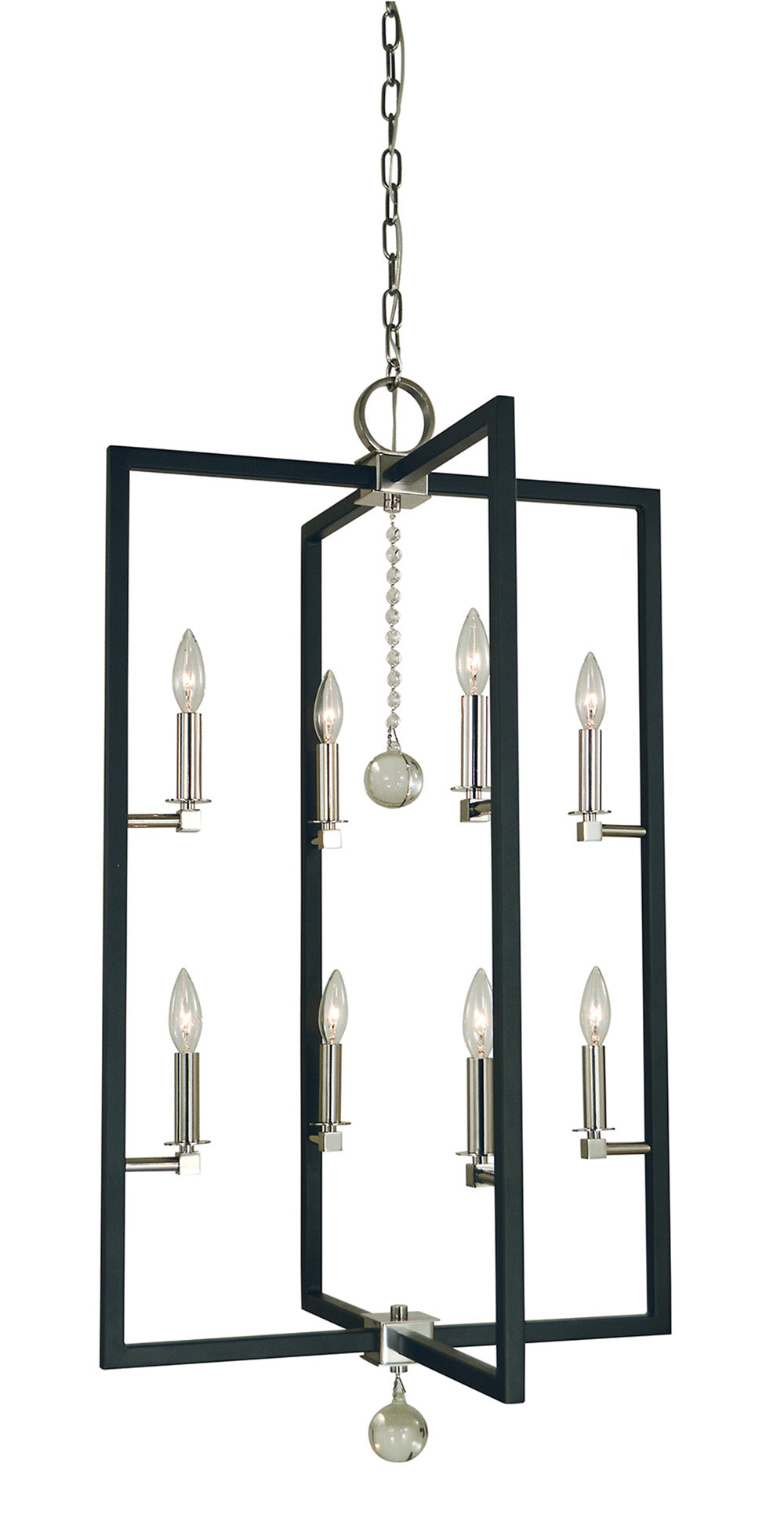 Framburg 8-Light Polished Nickel Matte Black Minimalist Elegant Foyer Chandelier