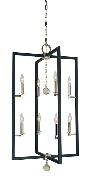 Framburg Minimalist Elegant 8 - Light Polished Nickel/Matte Black Foyer Chandelier 5368 PN/MBLACK