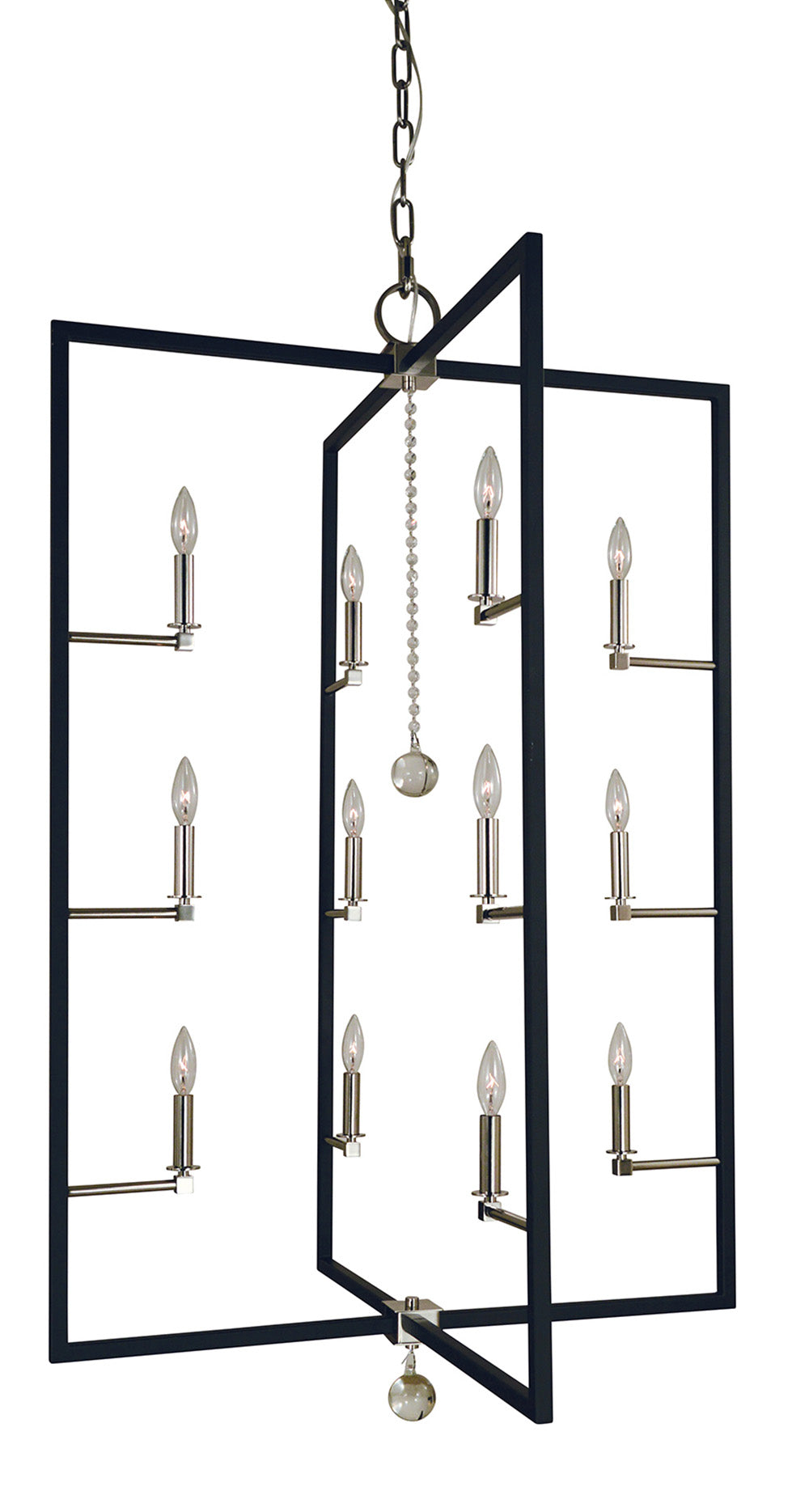 Framburg 12-Light Polished Nickel Matte Black Minimalist Elegant Foyer Chandelier