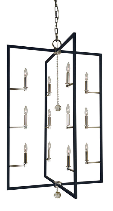 Framburg Minimalist Elegant 12 - Light Polished Nickel/Matte Black Foyer Chandelier 5369 PN/MBLACK