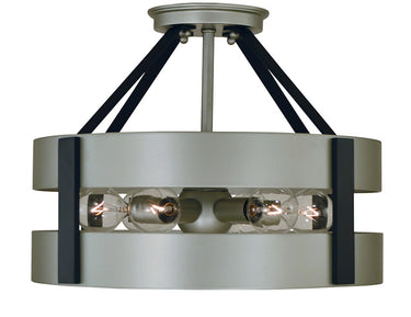 Framburg Orion 6 - Light Satin Pewter/Matte Black Flush Mount 5382 SP/MBLACK