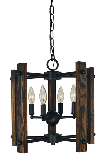 Framburg Modern Farmhouse 4 - Light Matte Black Dual Mount Chandelier 5400 MBLACK