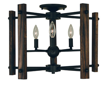 Framburg Modern Farmhouse 5 - Light Matte Black Flush Mount 5401 MBLACK
