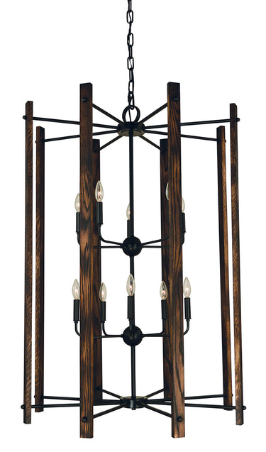 Framburg Modern Farmhouse 10 - Light Matte Black Foyer Chandelier 5408 MBLACK