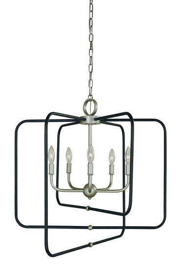 Framburg Montrose 5 - Light Satin Pewter With Matte Black Dining Chandelier 5425 SP/Mblack