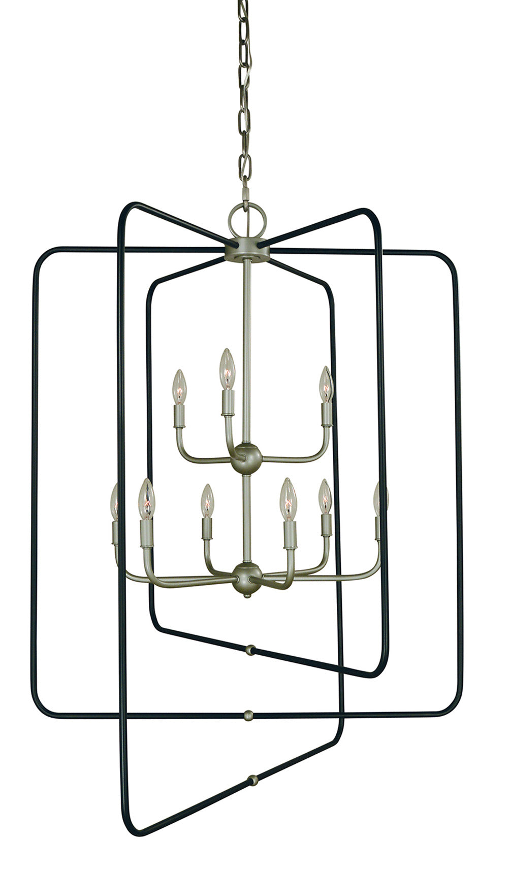 Framburg 9-Light Satin Pewter Matte Black Accents Montrose Foyer Chandelier