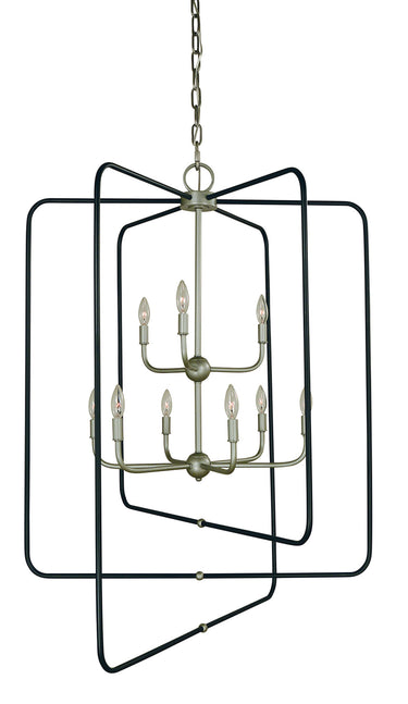 Framburg Montrose 9 - Light Satin Pewter With Matte Black Foyer Chandelier 5429 SP/Mblack