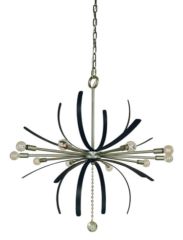 Framburg Victoria 10 - Light Satin Pewter With Matte Black Dining Chandelier 5432 SP/Mblack