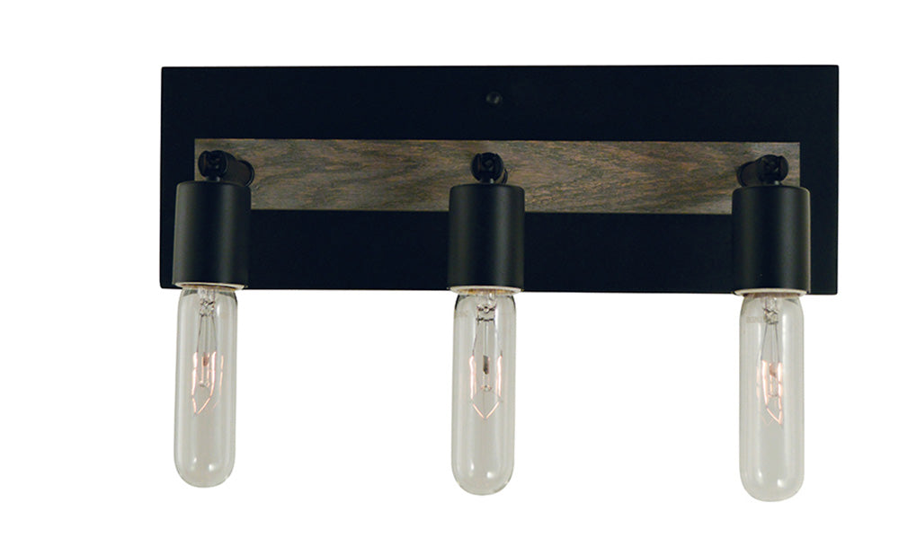 Framburg 3-Light Matte Black Grey Oak Accents Loft Sconce