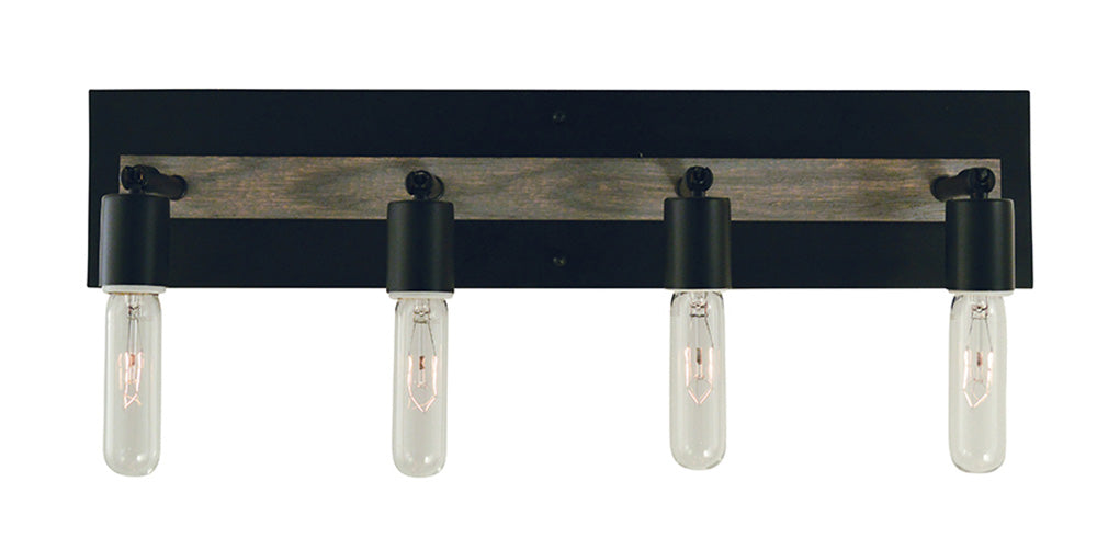 Framburg 4-Light Matte Black Grey Oak Accents Loft Sconce