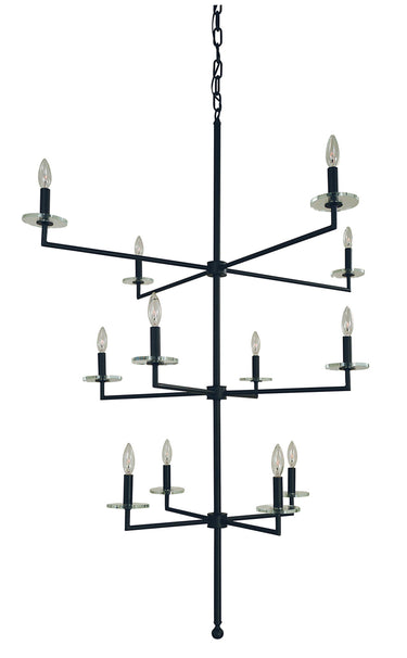 Framburg Muse 12 - Light Matte Black Foyer Chandelier 5452 Mblack
