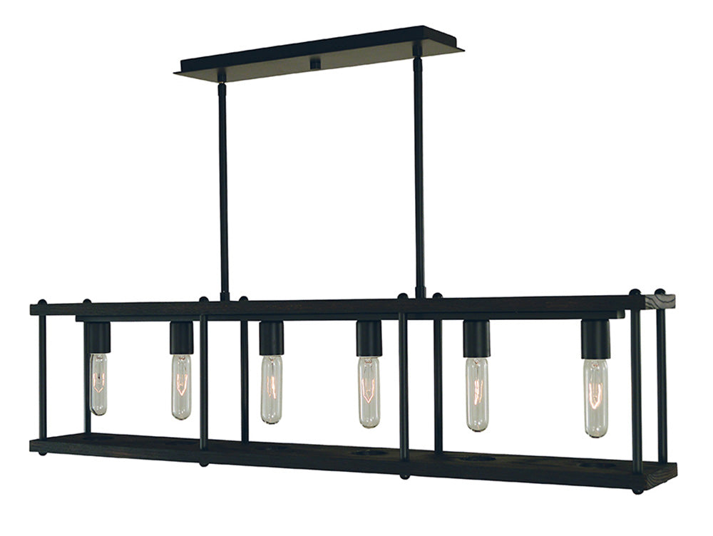 Framburg 6-Light Matte Black Industria Island Chandelier