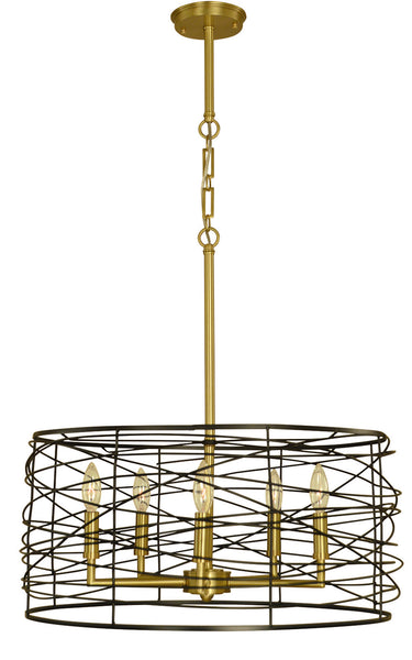 Framburg Boca 5 - Light Brushed Brass and Matte Black Dining Chandelier 5615 BR/MBLACK