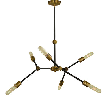 Framburg Kinetic 6 - Light Antique Brass and Matte Black Dining Chandelier 5630 AB/MBLACK