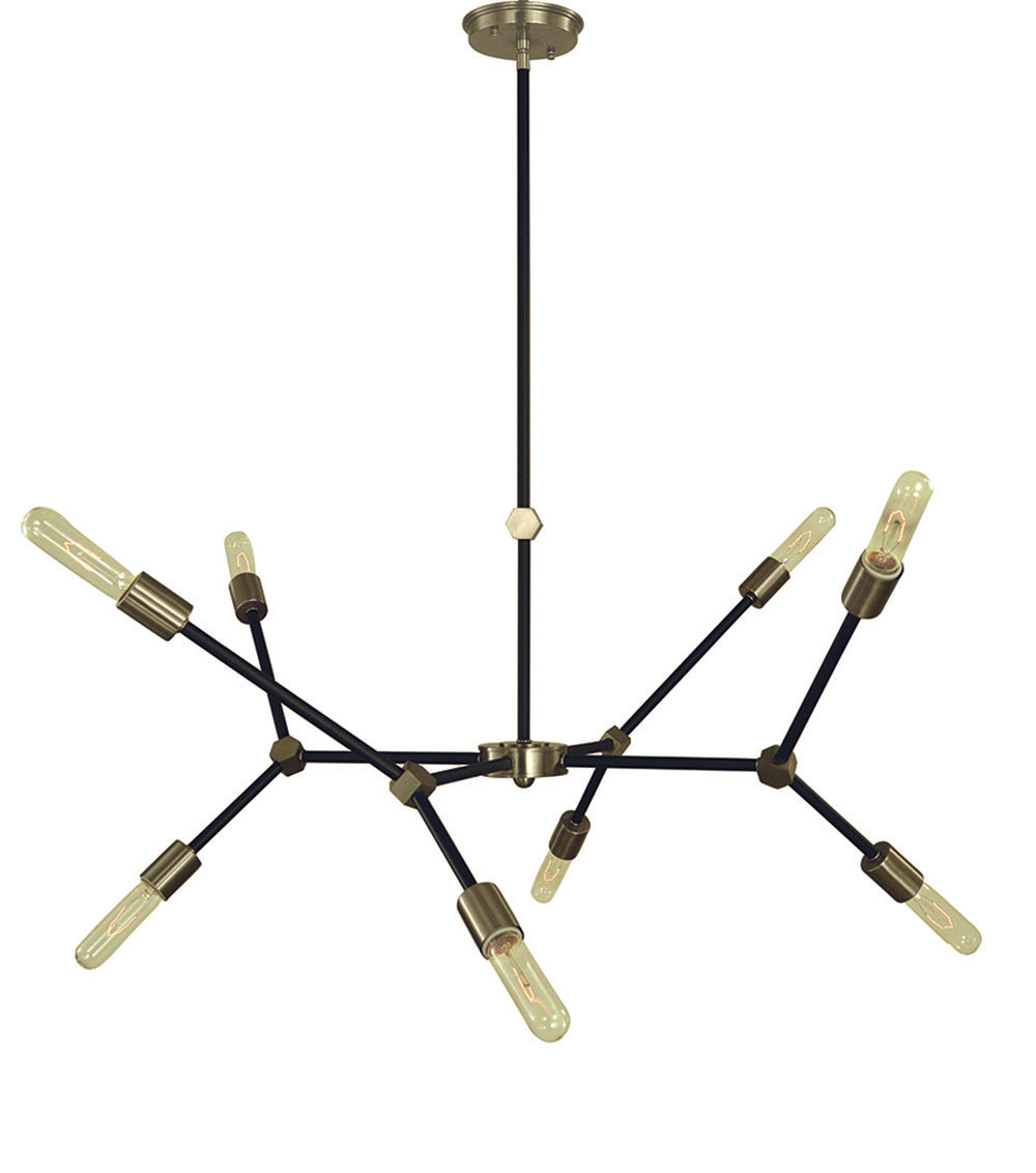 Framburg 8-Light Brushed Nickel Matte Black Accents Kinetic Dining Chandelier