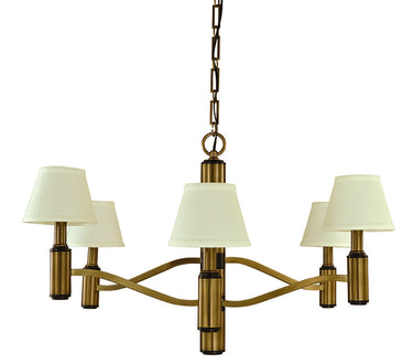 Framburg Hampton 6 - Light Antique Brass and Matte Black Dining Chandelier 5636 AB/MBLACK