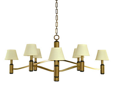 Framburg Hampton 8 - Light Antique Brass and Matte Black Dining Chandelier 5638 AB/MBLACK