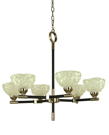 Framburg Stonebridge 6 - Light Polished Nickel/Matte Black Dining Chandelier 5696 PN/MBLACK
