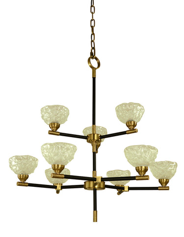 Framburg Stonebridge 9 - Light Antique Brass/Matte Black Dining Chandelier 5699 AB/MBLACK