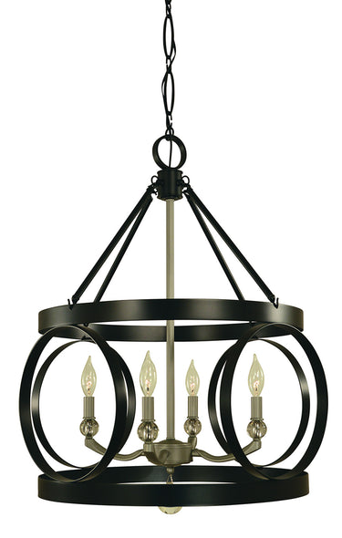 Framburg Amelia 4 - Light Matte Black/Satin Pewter Dining Chandelier 5704 MBLACK/SP