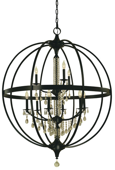 Framburg Olivia 9 - Light Matte Black Foyer Chandelier 5719 MBLACK