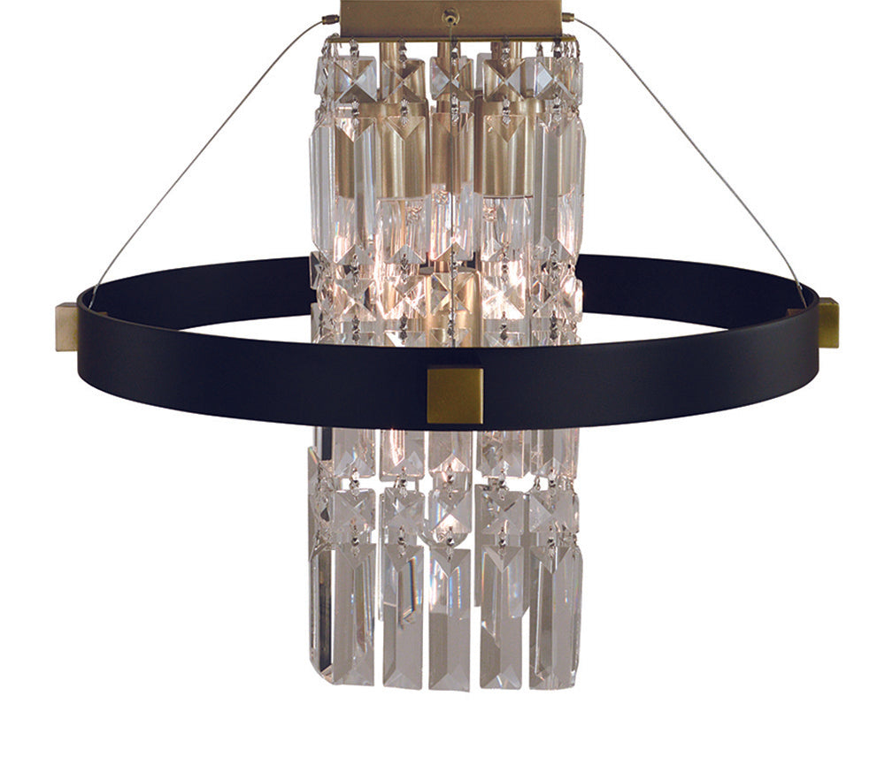 Framburg 5-Light Brushed Brass Matte Black Iris Flush Mount Chandelier