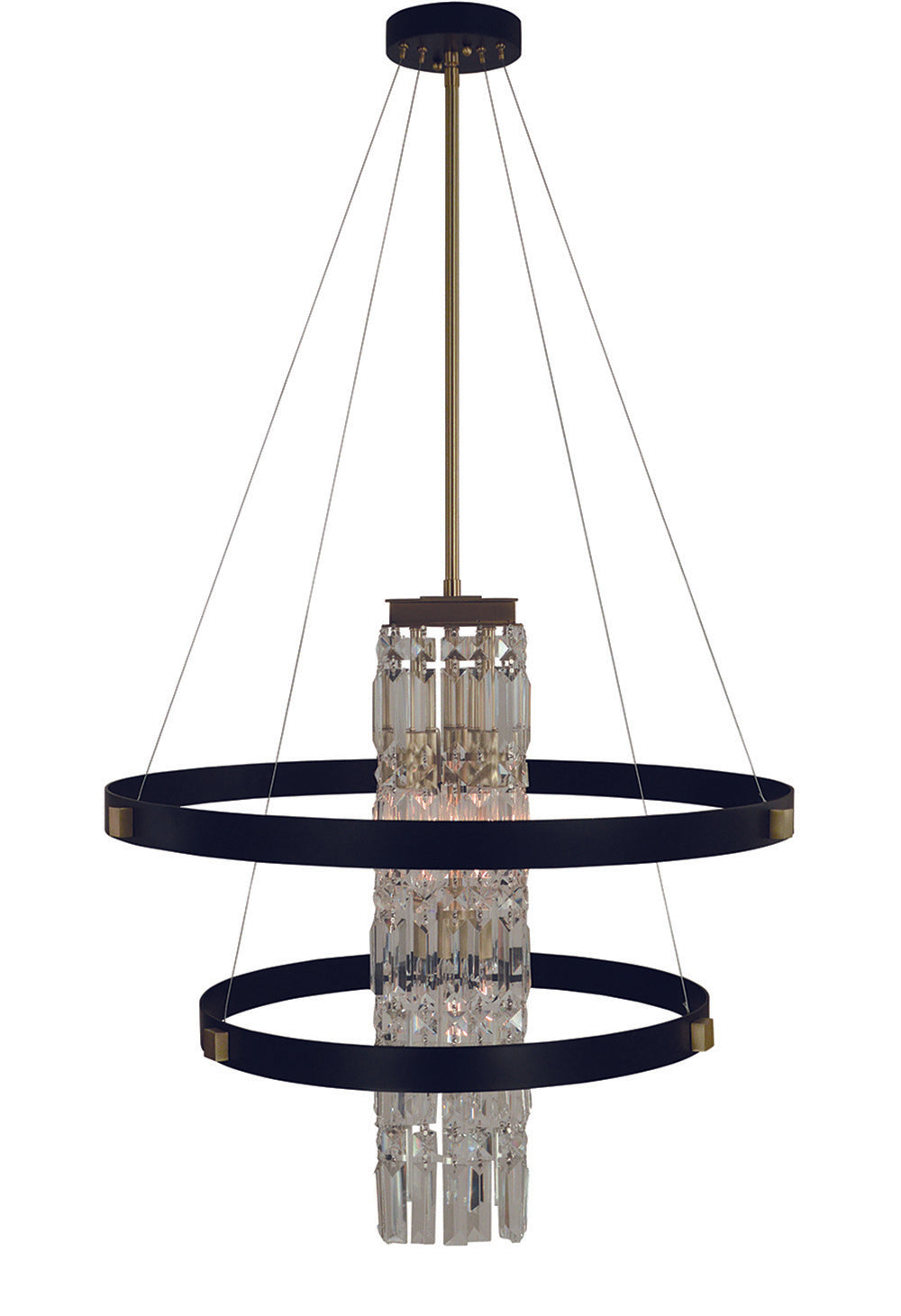 Framburg 5-Light Brushed Brass Matte Black Iris Chandelier