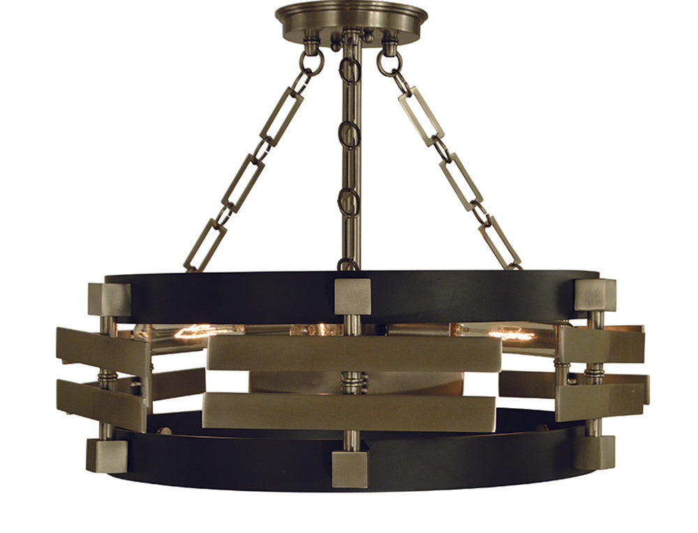 Framburg 3-Light Brushed Nickel Matte Black Eden Semi Flush Mount Chandelier