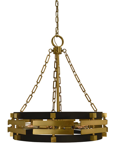Framburg Eden 6 - Light Brush Brass Matte Black Chandelier 5746 BR/MBLACK