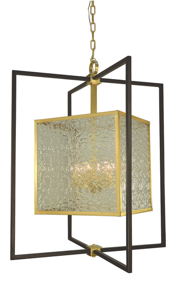 Framburg Avery 4 - Light Brushed Brass/Matte Black Foyer Chandelier 5778 BR/MBLACK
