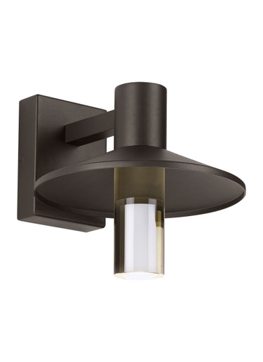 Modern industrial Ash 16" outdoor wall sconce by Visual Comfort in a bronze finish.