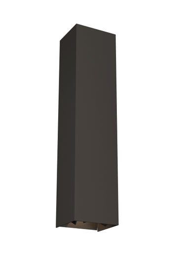 Adjustable LED outdoor wall sconce with up and down lighting and modern architectural design