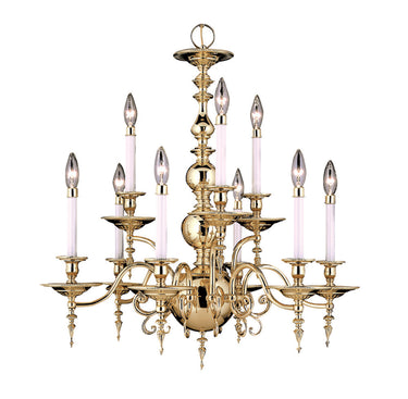 Framburg Kensington 9 - Light Polished Brass Dining Chandelier 7449 PB