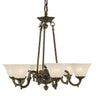 Framburg Napoleonic 6 - Light French Brass with White Marble Glass Shade Dining Chandelier 7886 FB/WH
