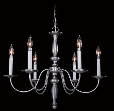 Framburg Jamestown 6 - Light Satin Pewter Dining Chandelier 7916 SP